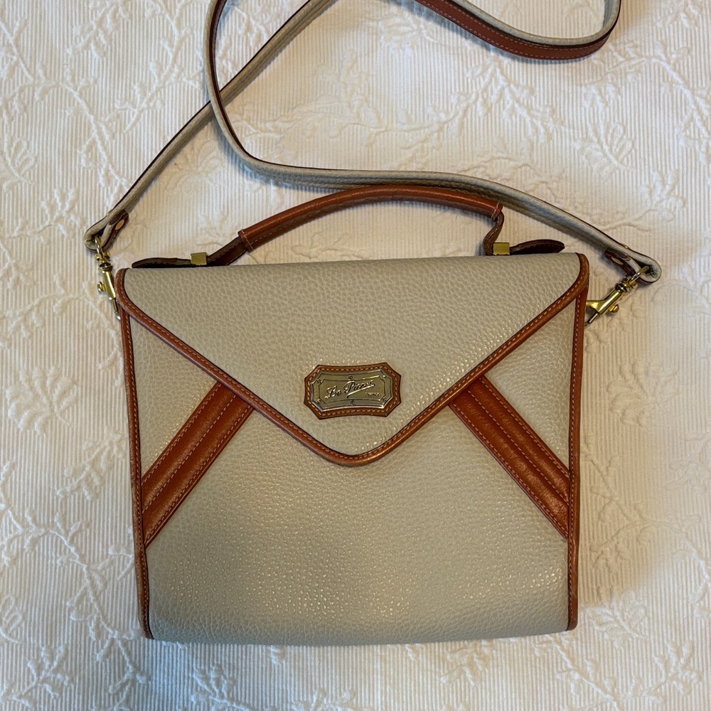 🇫🇷 Le Pierre Cream/ Brown Women's Bag top handle- Made in France 🇫🇷